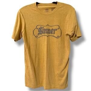 Black Liquor Studios Sinner casual short sleeve t-shirt sz small mustard yellow